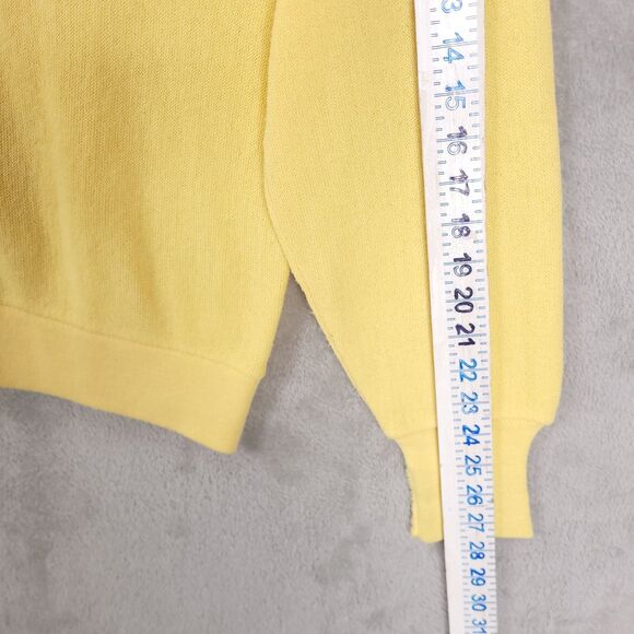 Vintage 80s Izod Lacoste Yellow Cardigan Sweater Large Mens Made In USA Buttons - Picture 5 of 13